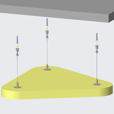 Collegare l'assorbitore del suono con il kit di filo regolabile per il sistema di soffitto del pannello