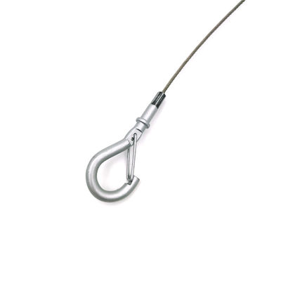 Pinza per cavo ad anello con gancio a scatto per sistemi di sospensione a filo per condotti di ventilazione