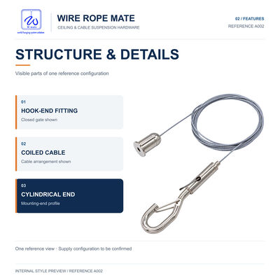 Hanging Kit with Kook Stainless steel Wire Rope brass Gripper Hanging Cable Kit