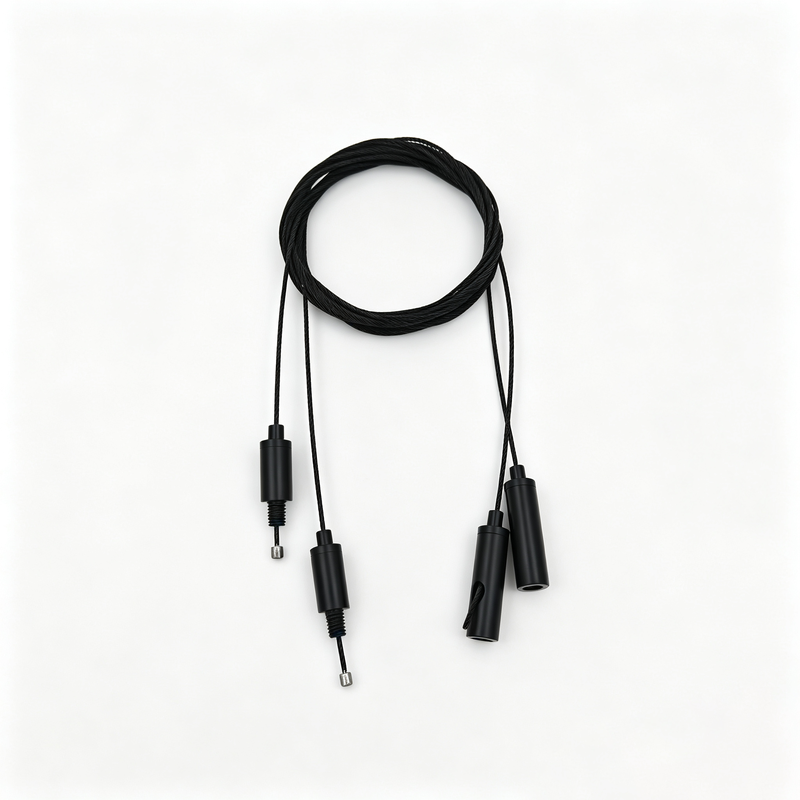 OEM Custom Nero Regolabile Cable Gripper Wire Rope Hanging Hardware Kit Indoor Ceiling Lamp Suspension Fitting Accessory