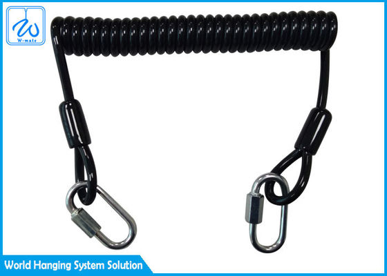 Il cavo nero arrotola Lanyard With 1 Screwgate per il lavoro agli strumenti di goccia di arresto di altezza