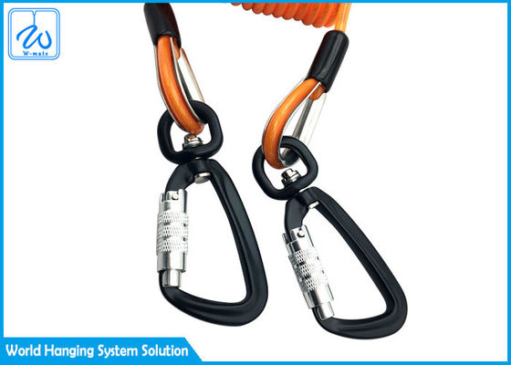 Molla elicoidale della cordicella 3m di sicurezza dello strumento Lanyard With Carabiner Custom